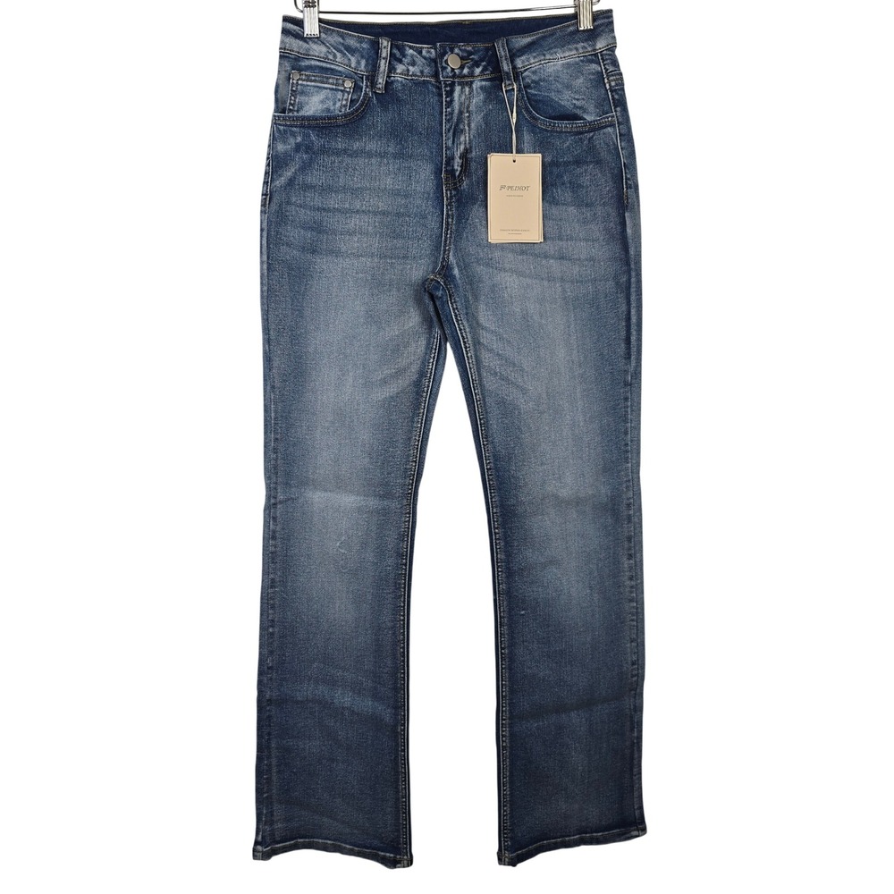 PEIHOT Women Medium Wash Boot Cut Jeans Embroidered Back Pockets Size M‎ NEW